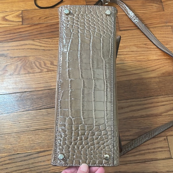 KATE SPADE Knightsbridge Doris Croc Embossed Satchel Leather Crossbody Taupe - Picture 4 of 15